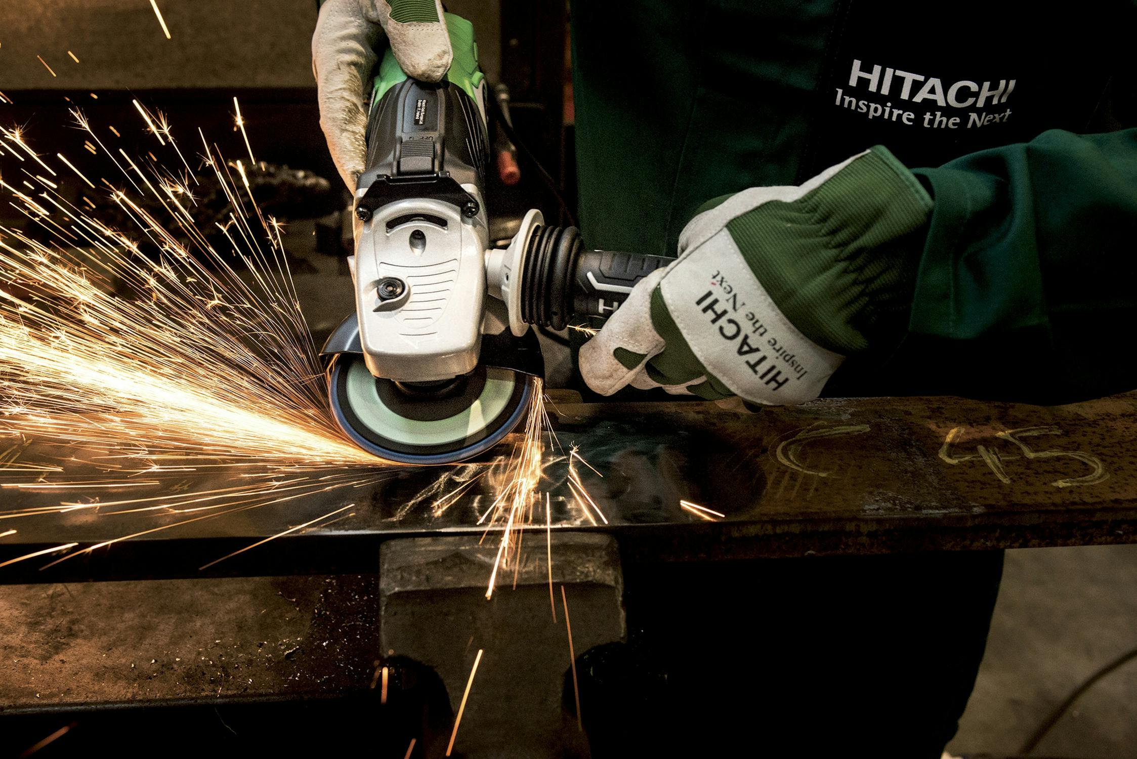 image of an angle grinder being used